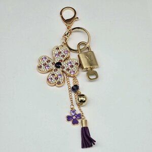 Authentic Louis Vuitton Lock & Key with Unbranded Flower Charm, Keychain